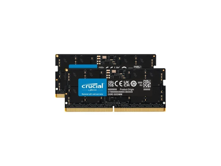 Crucial 64GB KIT (2 x 32GB) 262-PIN DDR5 SO-DIMM DDR5 4800 (PC4 38400) ლეპტოპის მეხსიერება