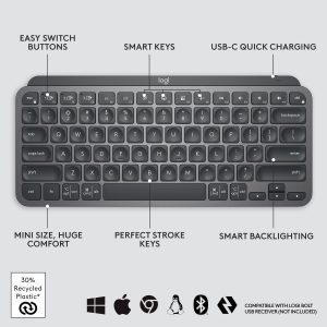 Logitech MX Keys Mini Wireless Keyboard Metal Build - Graphite
