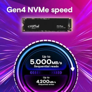 Crucial გეიმინგ სსდ 1TB ლეპტოპისთვის M.2 SSD, 5000 მბ-მდე სიჩქარე
