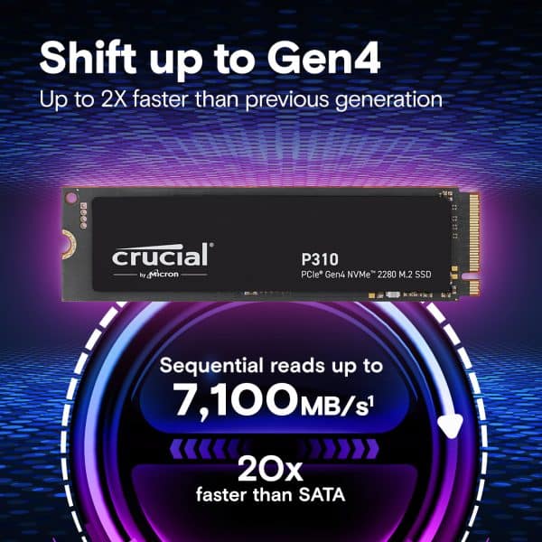 Твердотельный накопитель Crucial P310 1TB PCIe Gen4 NVMe M.2 SSD 1 Картридж P310 2280 галерейное изображение 2