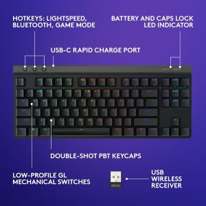 Низкопрофильная игровая клавиатура Logitech G515 TKL | RGB | Black