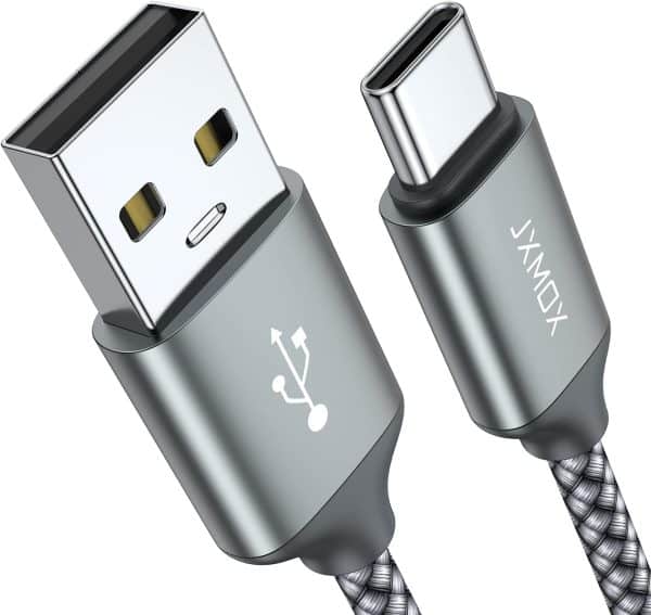 JXMOX USB-A to USB-C კაბელი 3.3FT 2 ცალი, Grey