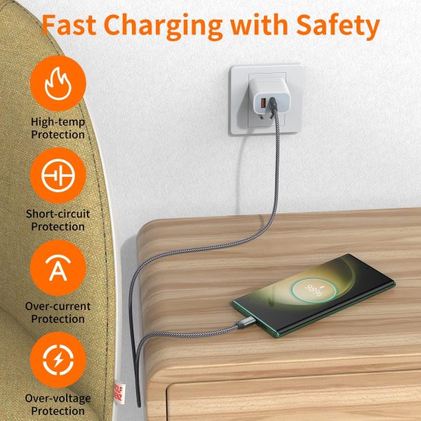 JXMOX USB-A to USB-C კაბელი 3.3FT 2 ცალი, Grey