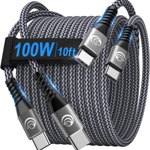 USB-C to USB-C 100W Cable 10FT 2-Pack