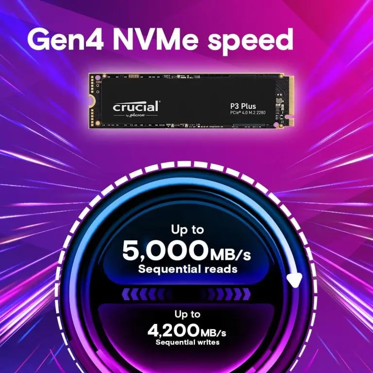 Crucial გეიმინგ სსდ 1TB ლეპტოპისთვის M.2 SSD, 5000 მბ-მდე სიჩქარე