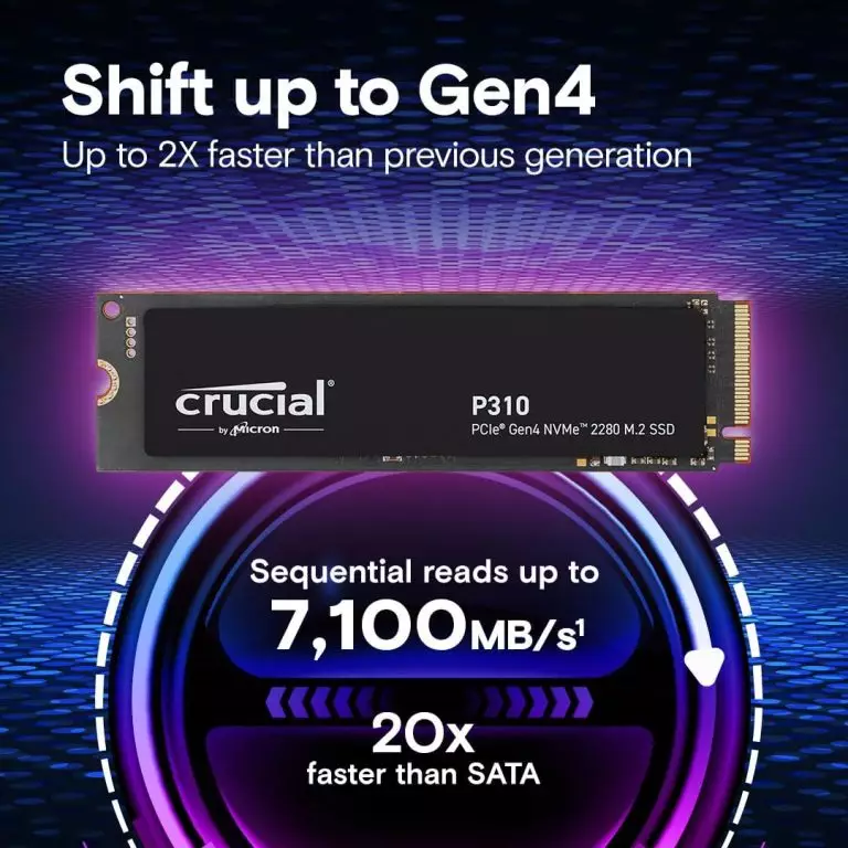 Crucial gaming 2TB ssd for laptop M.2 SSD, up to 7,100 MB/s