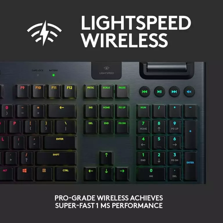 Logitech G915 LIGHTSPEED უსადენო RGB მექანიკური კლავიატურა