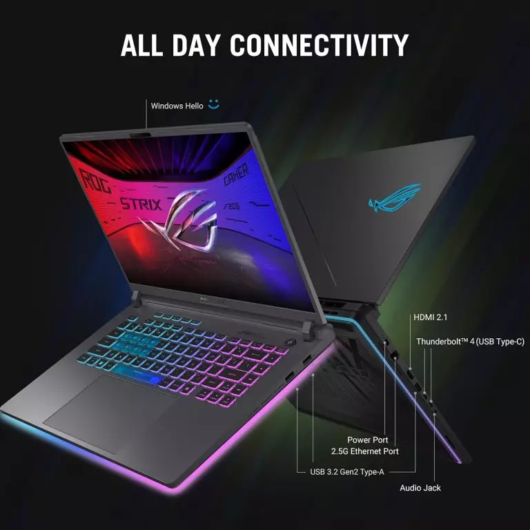 (2025) ASUS ROG Strix G16 RTX 5060, i7-14650HX, 16 GB ოპერატიული მეხსიერება, 1 ტბ SSD