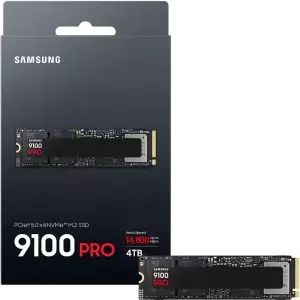 Samsung SSD 9100 PRO 4TB, PCIe 5.0x4 M.2 2280, თანმიმდევრული წაკითხვის სიჩქარე 14,800 მბ/წმ-მდე