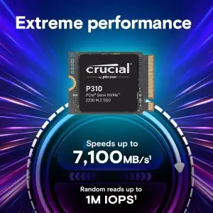 Crucial P310 2TB PCIe Gen4 2230 Steam-ისთვის, Asus-ისთვის კონსოლებისთვის.